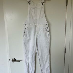 Bright White Denim Overalls with Adjustable Straps